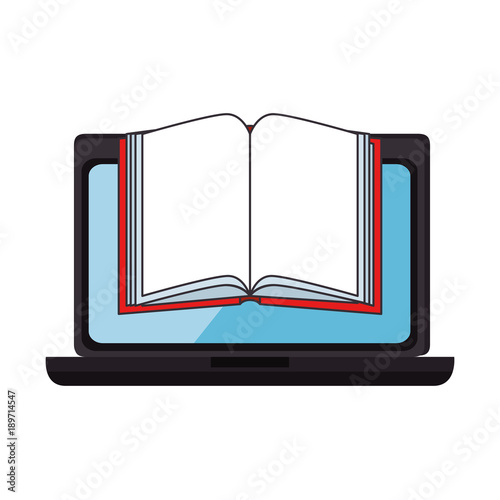 laptop computer with textbook