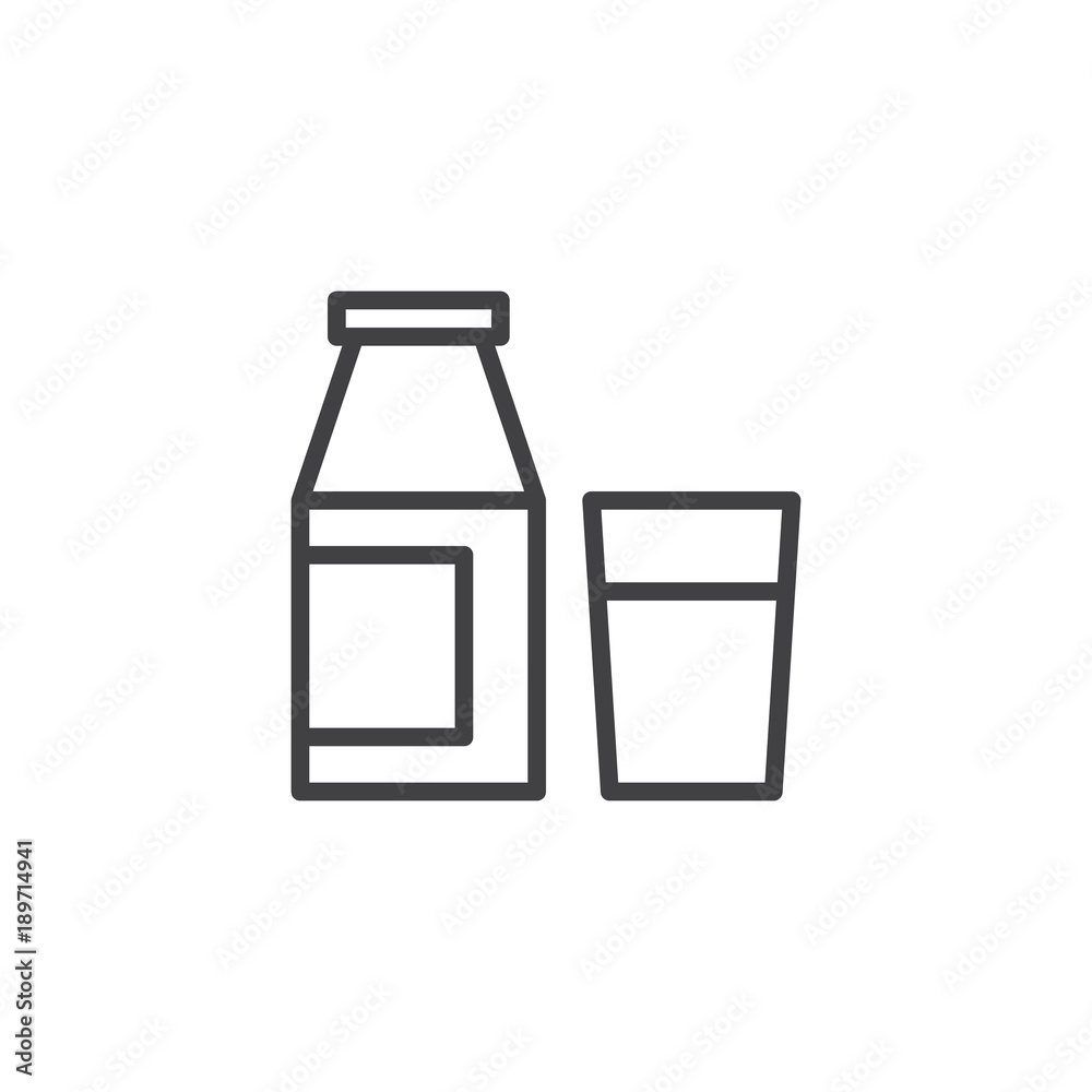 Milk bottle and glass line icon, outline vector sign, linear style pictogram isolated on white. Symbol, logo illustration. Editable stroke Milk bottle and glass line icon, outline vector sign, linear style pictogram isolated on white. Symbol, logo illustration. Editable stroke