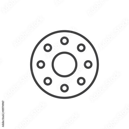Rolling wheel line icon, outline vector sign, linear style pictogram isolated on white. Bearing symbol, logo illustration. Editable stroke