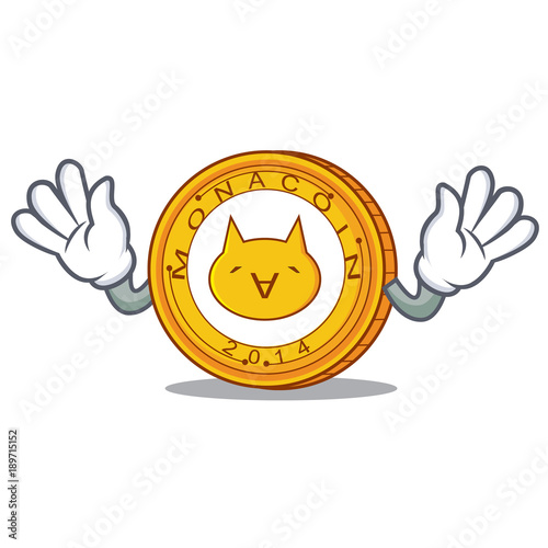 Mocking Monacoin mascot cartoon style