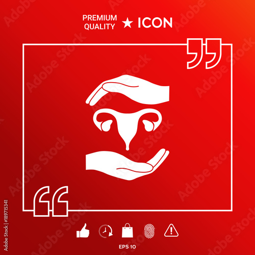 Hands holding Female uterus - protection symbol