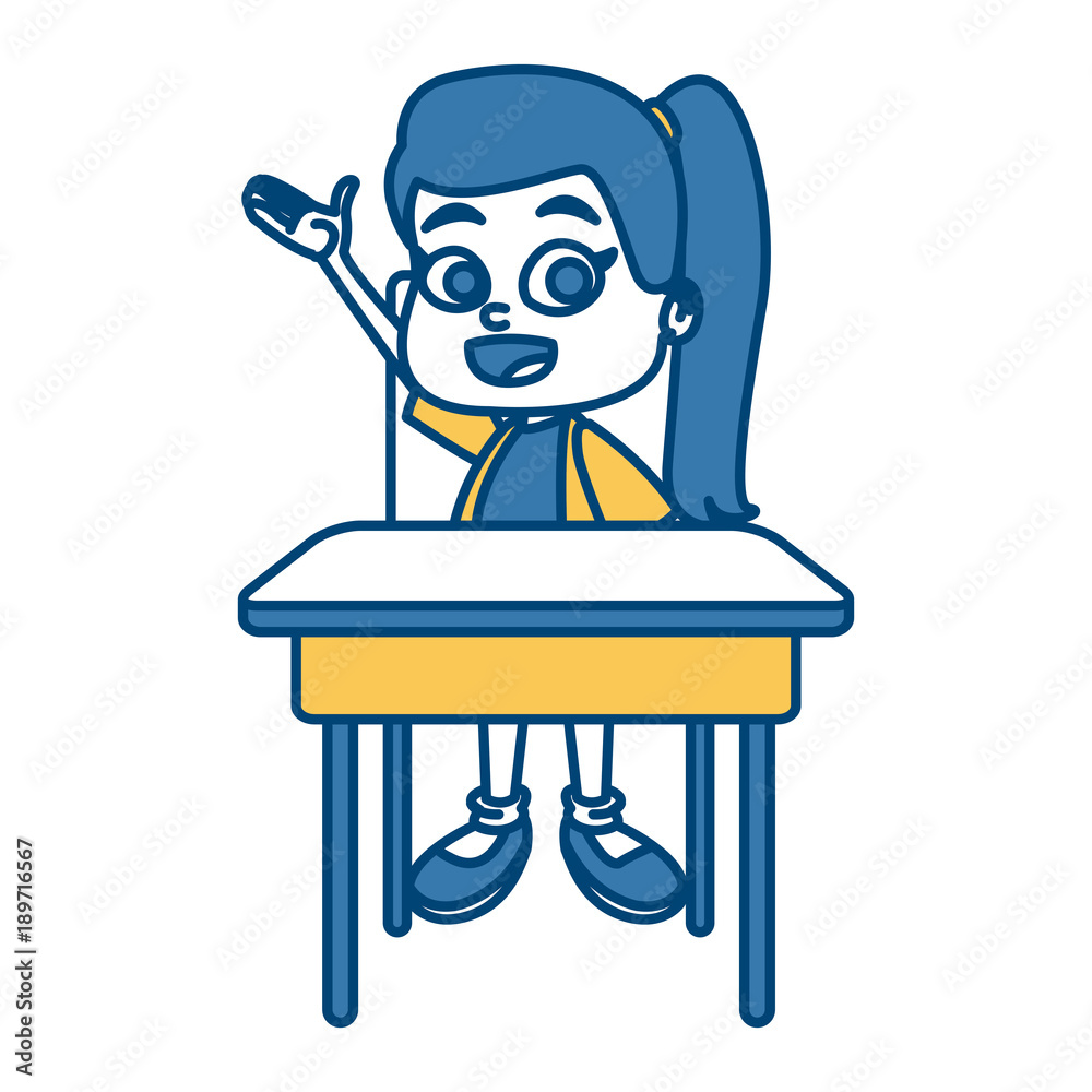 School girl on desk cartoon icon vector illustration graphic design
