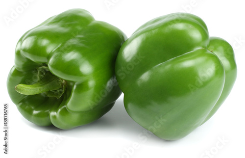 green sweet bell pepper isolated on white background