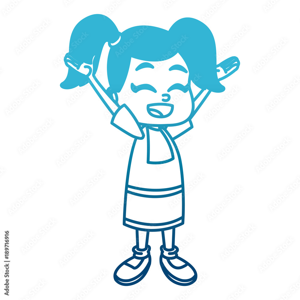 Cute school girl cartoon icon vector illustration graphic design