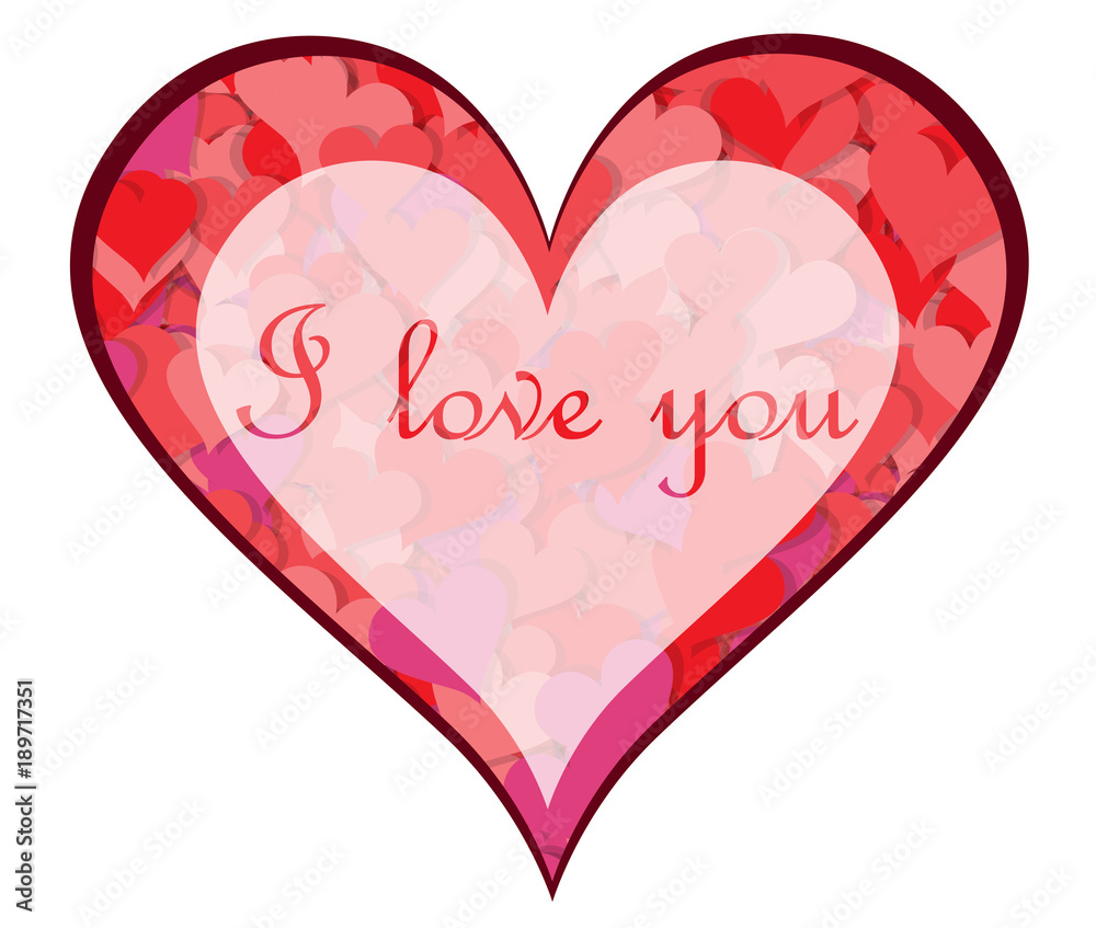 Love heart on Valentines Day with text I love you. EPS vector background