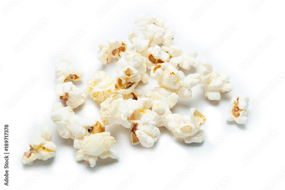 Salt Popcorn isolated on white background.