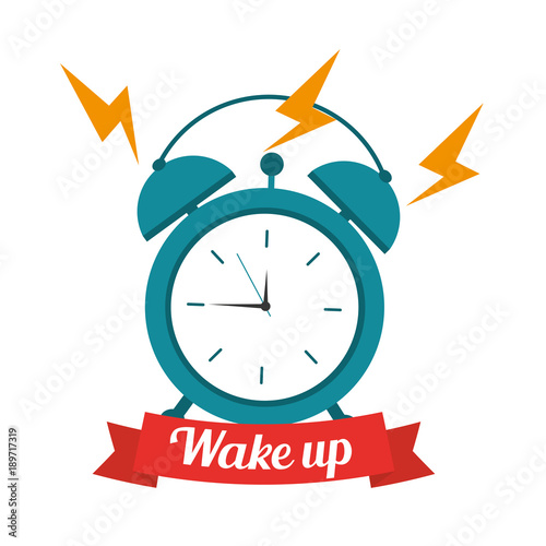 wake up clock alarm banner vector illustration