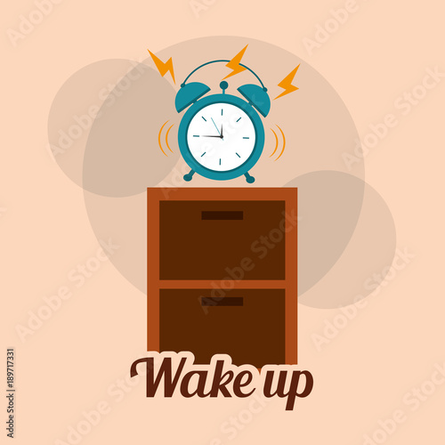 wake up clock alarm the wooden table vector illustration