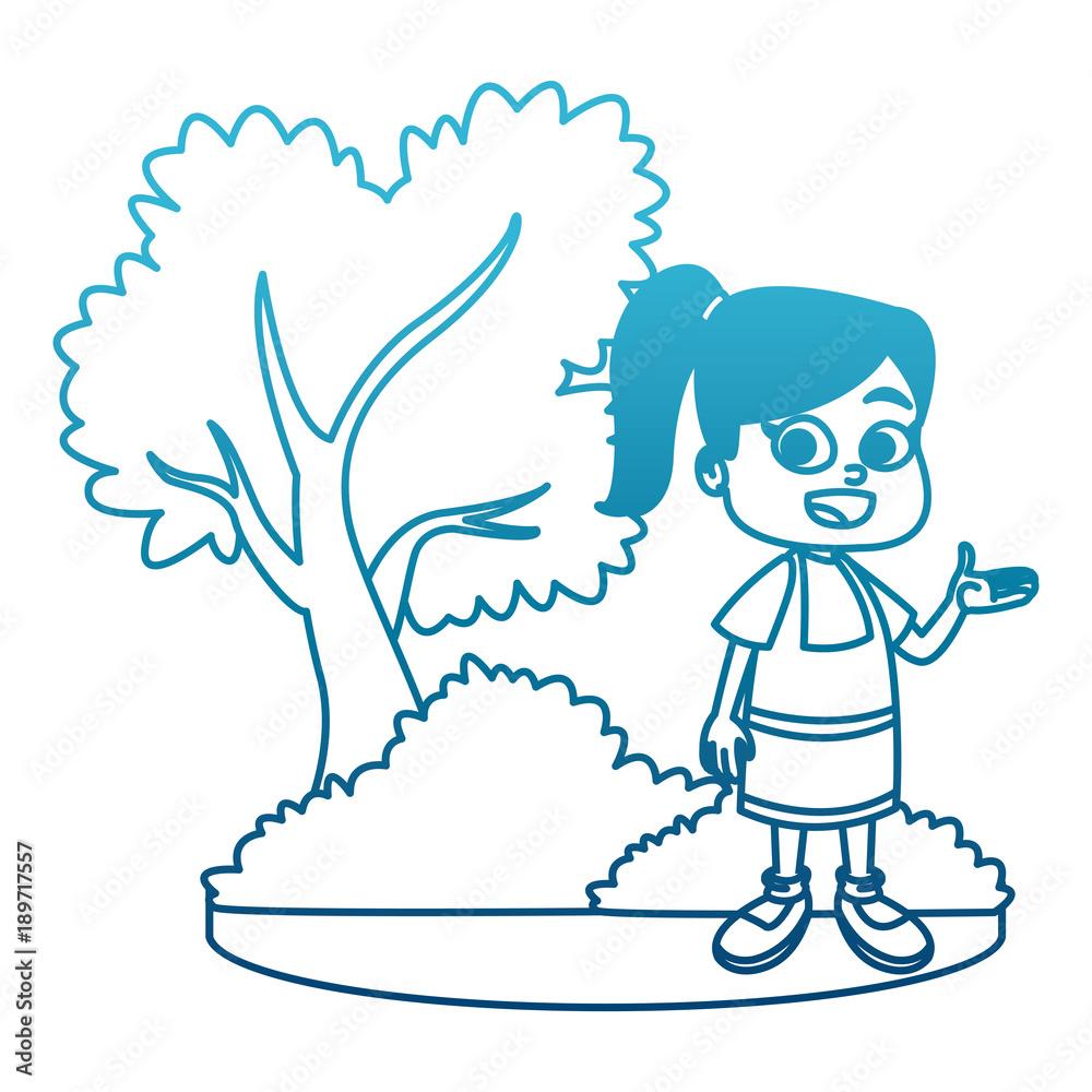 Fototapeta premium Little girl at park cartoon icon vector illustration graphic design