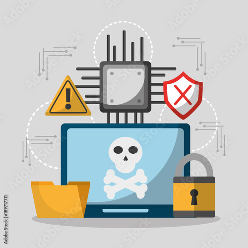 laptop computer privacy hacker danger vector illustration