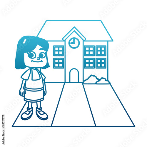 Little girl at school cartoon icon vector illustration graphic design