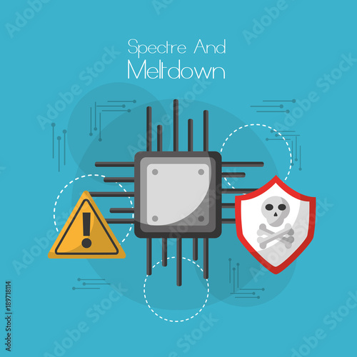 spectre and meltdown board circuit virus warning alert security vector illustration