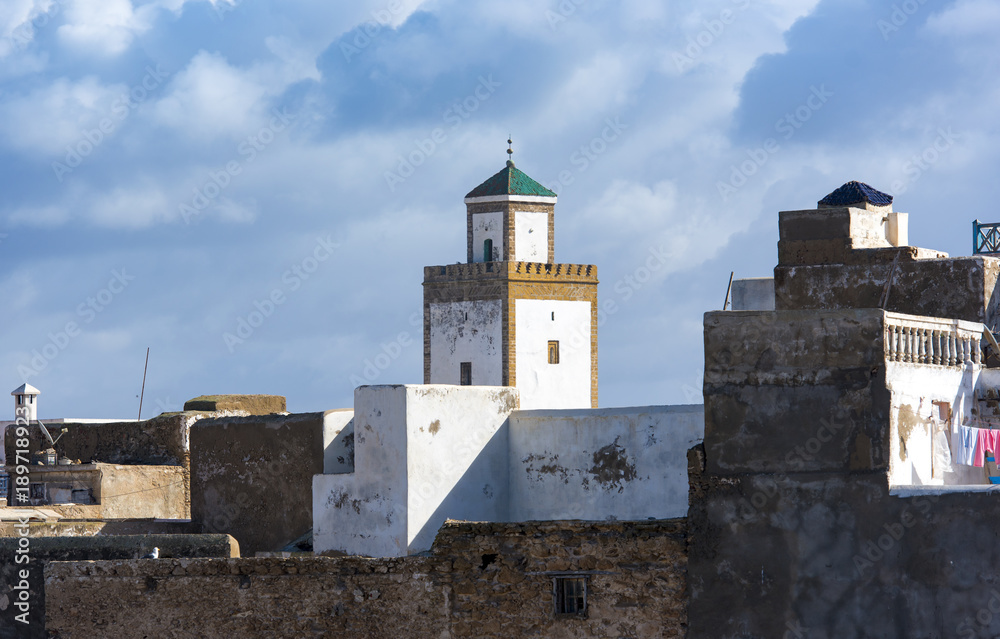 Panoramic view of old medina district in Essaouira, Morocco 