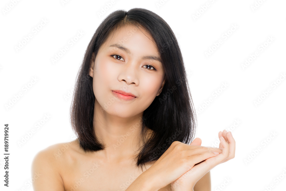 Beautiful woman face close up portrait studio on white background Beautiful woman face close up portrait studio on white background