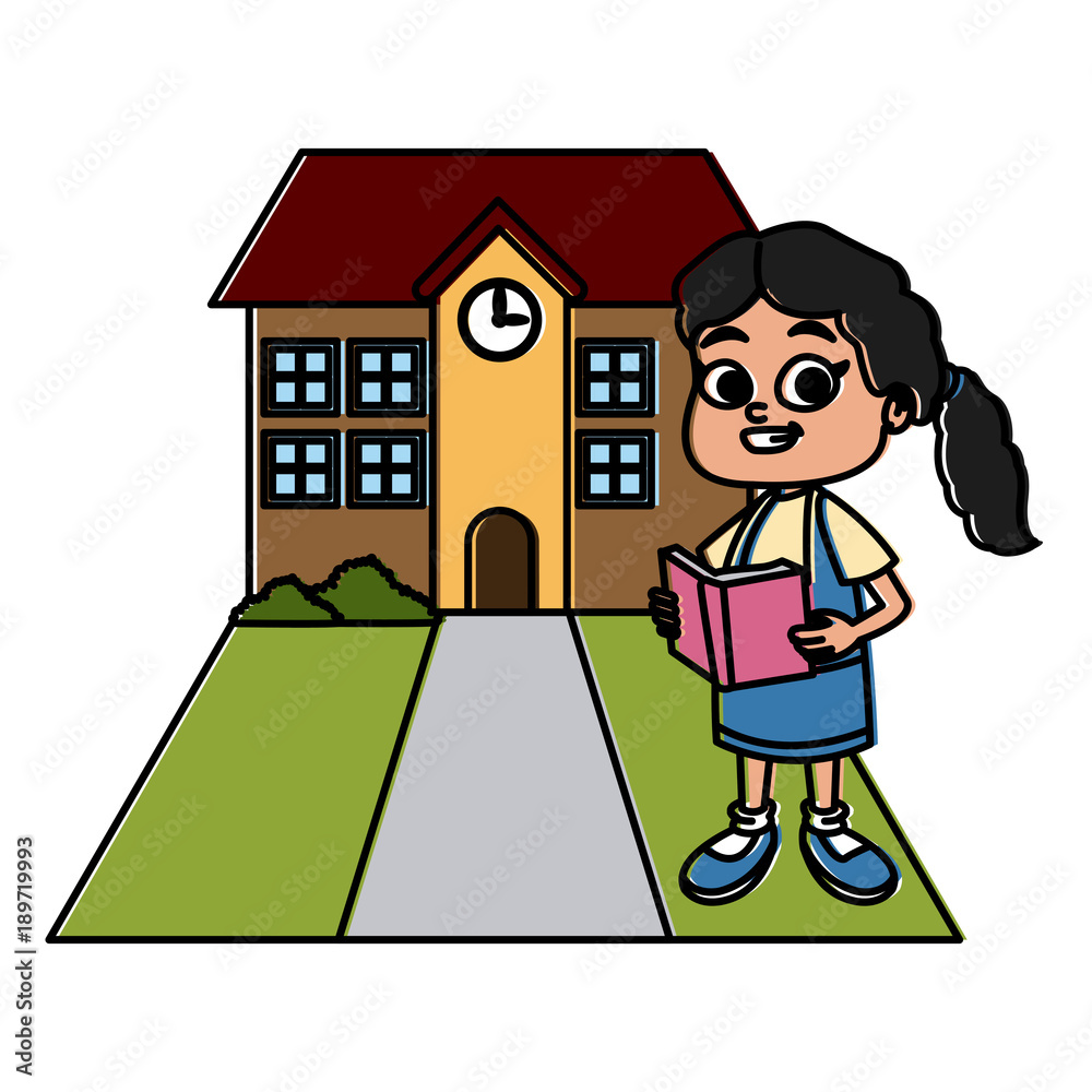 Little girl at school cartoon icon vector illustration graphic design Little girl at school cartoon icon vector illustration graphic design