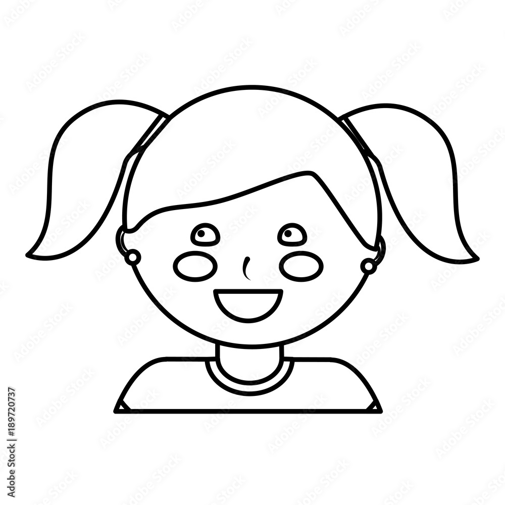 happy girl with pigtails kid child icon image vector illustration design black line happy girl with pigtails kid child icon image vector illustration design black line