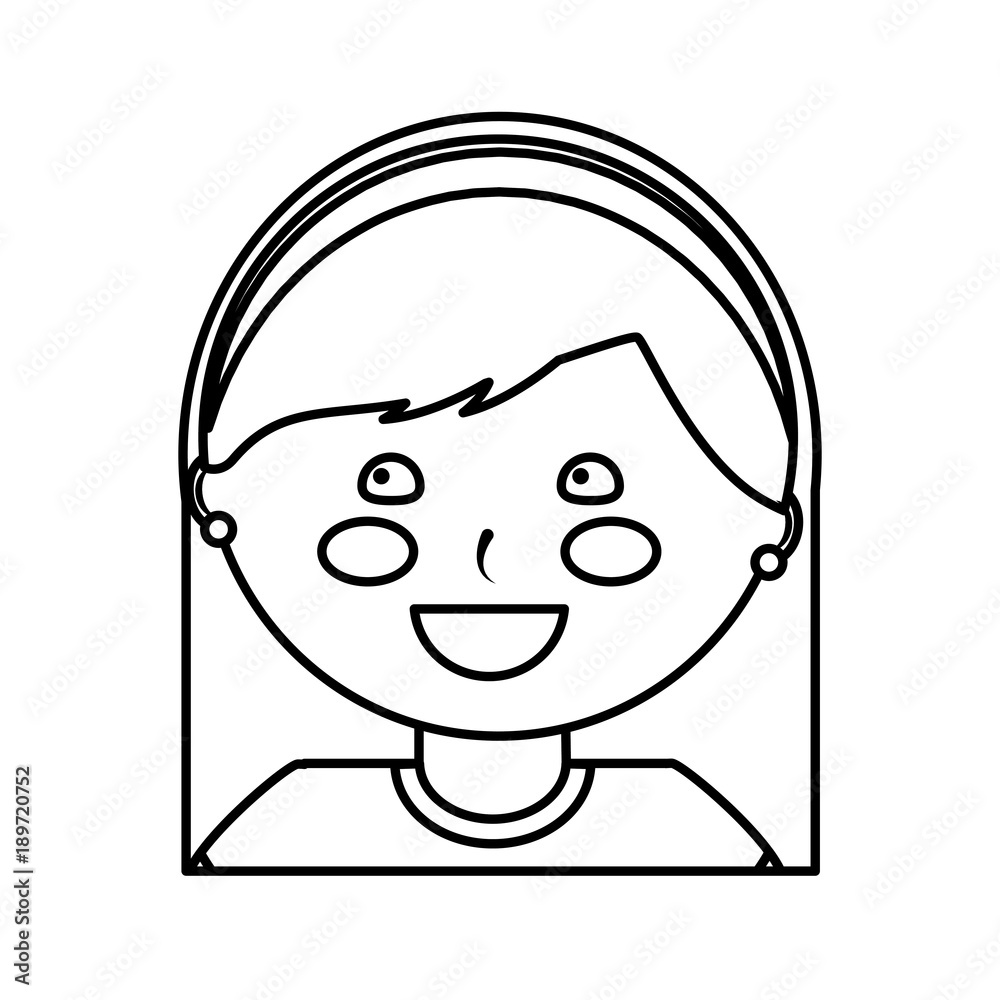 happy girl with headband kid child icon image vector illustration design black line happy girl with headband kid child icon image vector illustration design black line