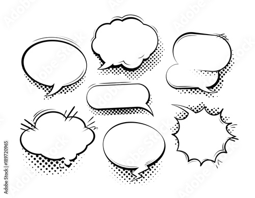 Set of comic speech bubbles. Cartoon vector illustration