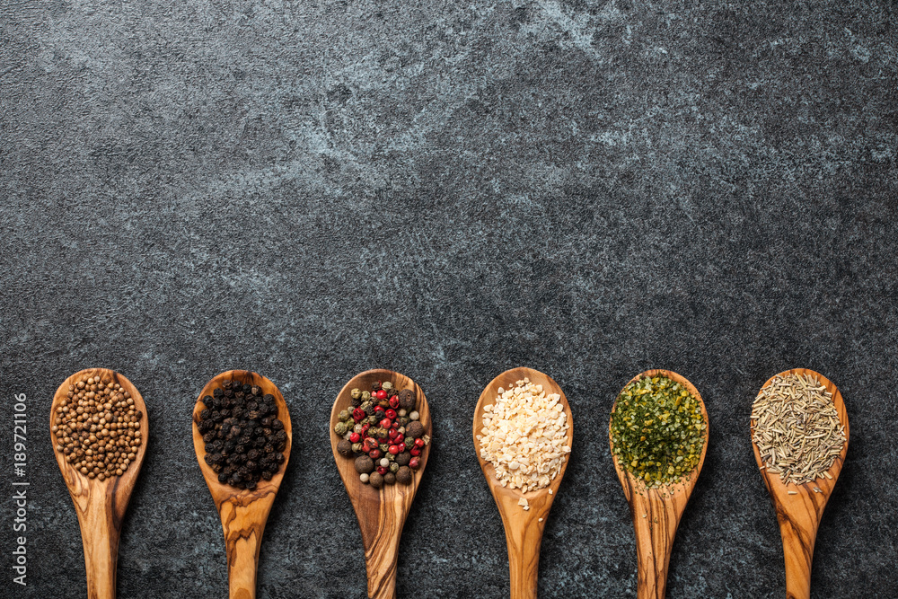 Cooking background with various spices - obrazy, fototapety, plakaty 