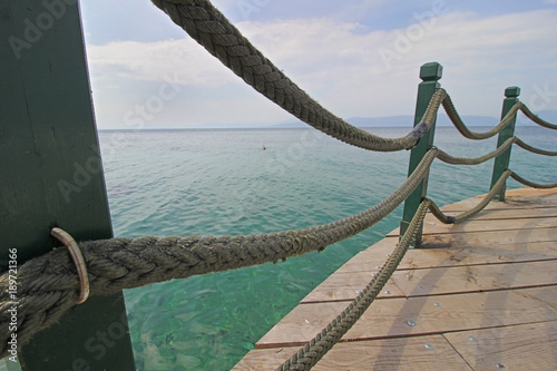 Rope fence and the Aegean sea sea