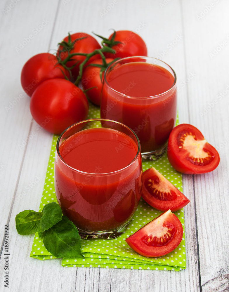 Glasses with tomato juice Glasses with tomato juice