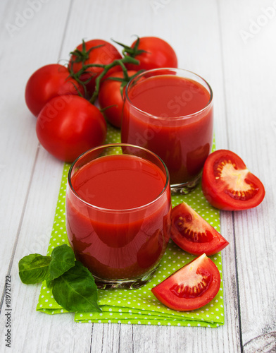 Glasses with tomato juice
