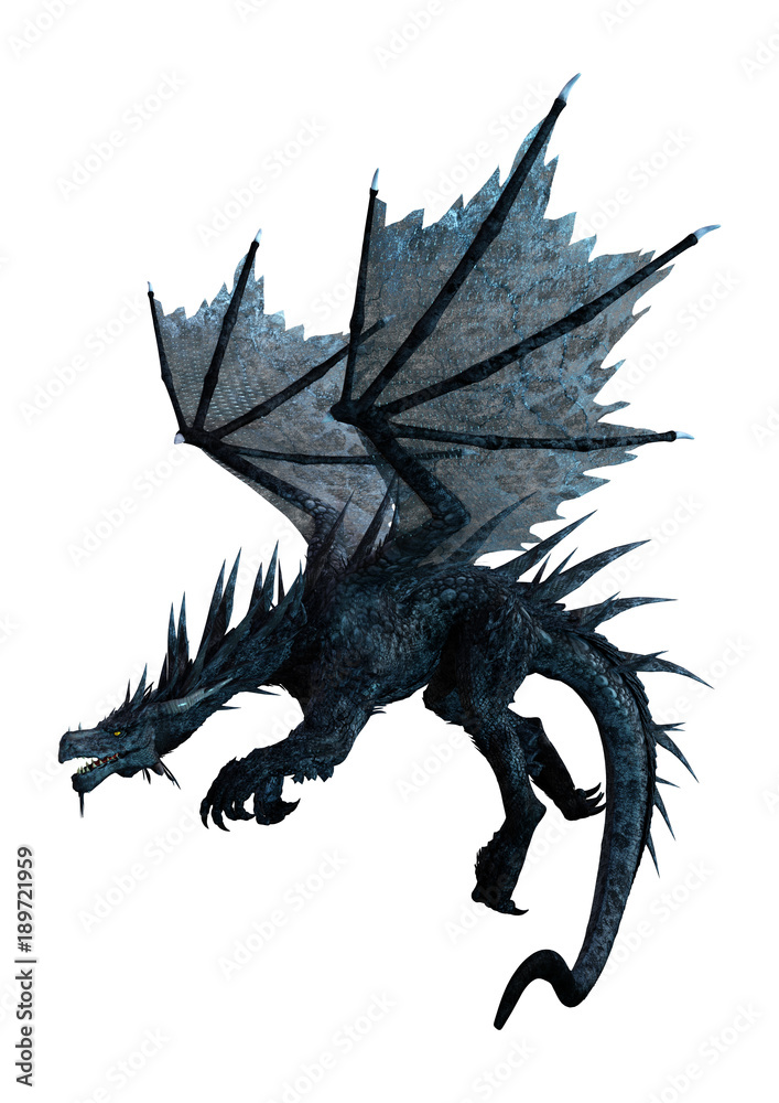 3D Rendering Fantasy Dragon on White