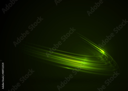 Luminous curved green arcs