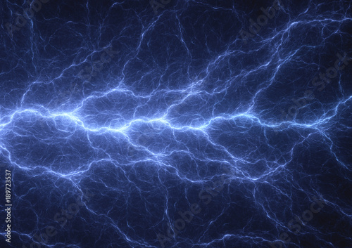 Blue plasma lightning, power and electrical background