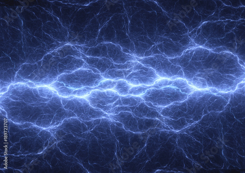 Blue plasma lightning, power and electrical background