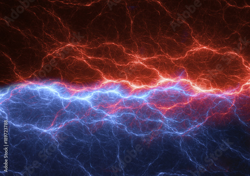 Fire and ice plasma, lightning bolt background