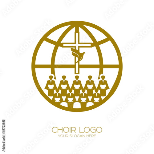 Music logo. Christian symbols. A Chorus Throughout the Earth Praises Jesus Christ