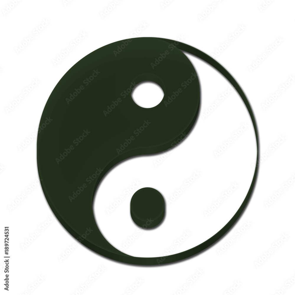 Yin Yang Symbol Icon Logo 3D Dark Green Color Yin Yang Symbol Icon Logo 3D Dark Green Color