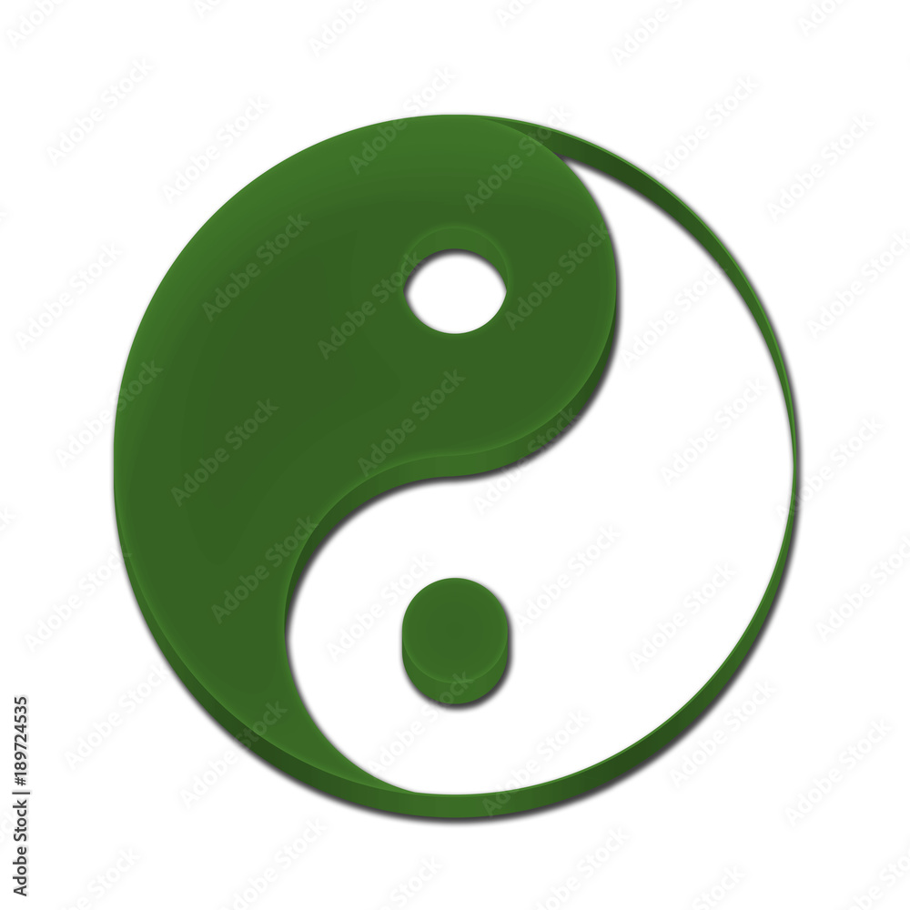 Yin Yang Symbol Icon Logo 3D Green Color Yin Yang Symbol Icon Logo 3D Green Color