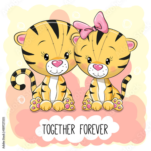 Cute Cartoon Tigers boy and girl