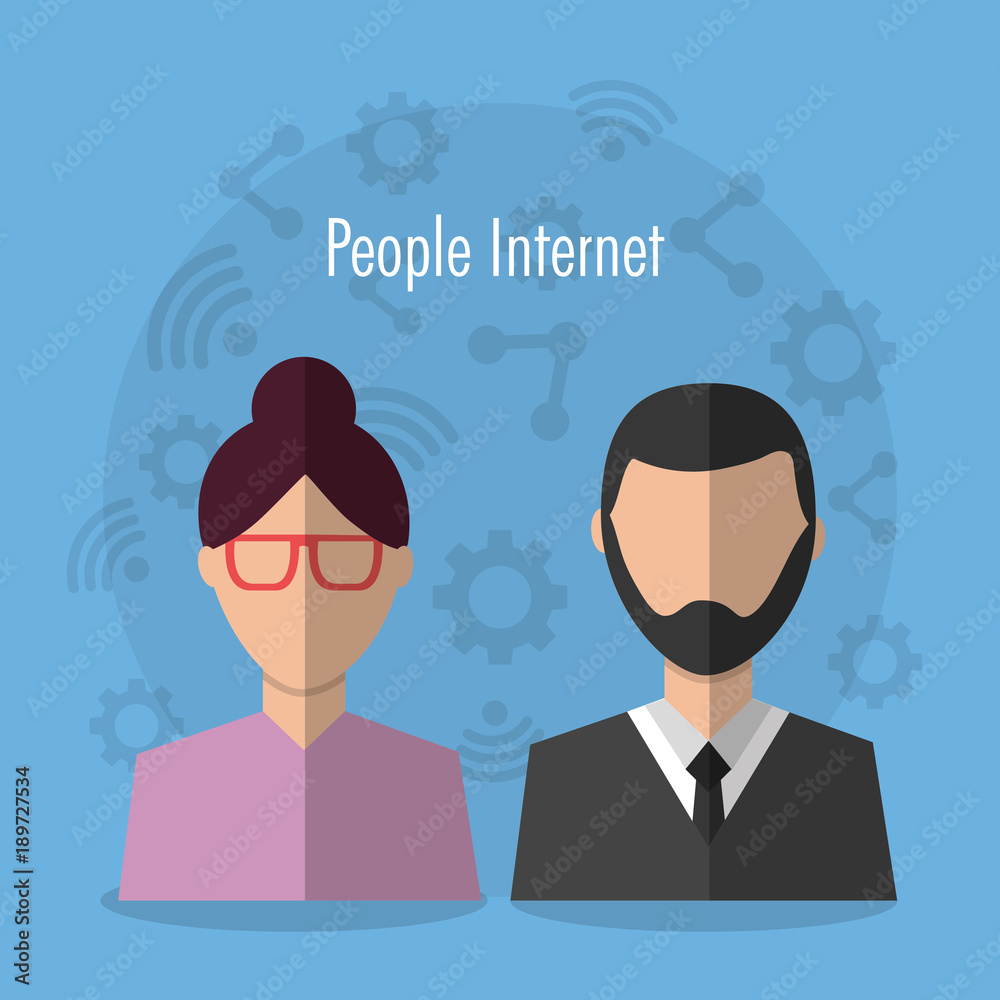 people internet avatar character woman and man vector illustration people internet avatar character woman and man vector illustration