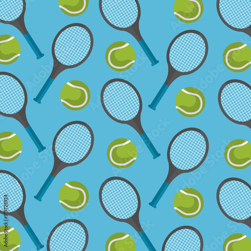 seamless pattern tennis ball and racket desing vector illustration © Gstudio