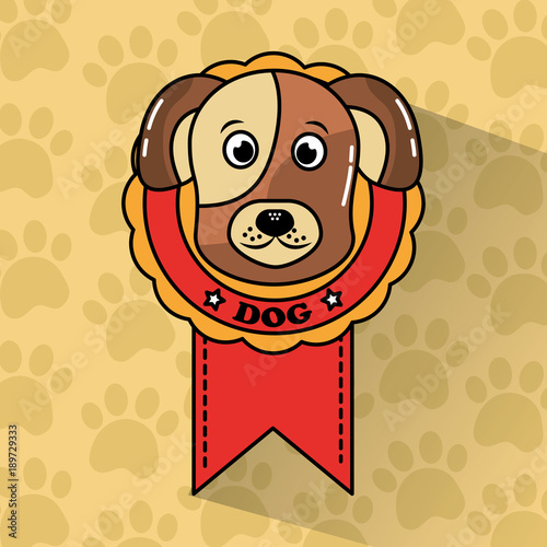 pet dog winner medal award vector illustration