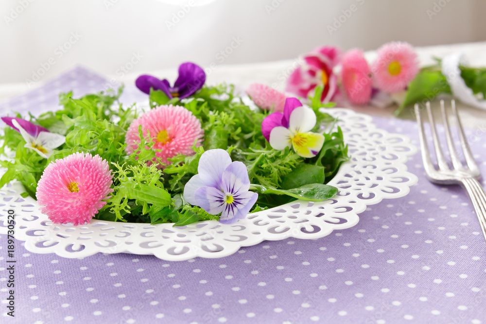 salad pansy daisy flowers fork salad pansy daisy flowers fork