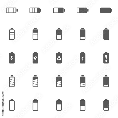 Set of battery. Battery vector illustration icons set.