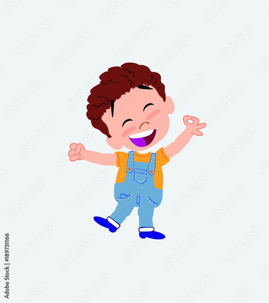 White boy in jeans exulting in happiness White boy in jeans exulting in happiness