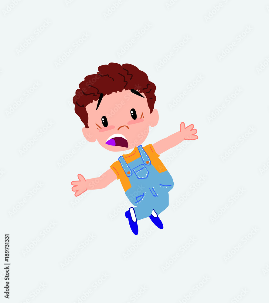 White boy in jeans jumping terrified. White boy in jeans jumping terrified.