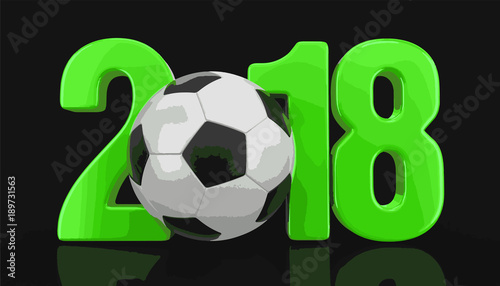 Soccer football with 2018. Image with clipping path