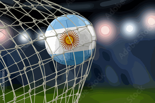 Argentinian soccerball in net