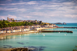 Cancale view, city in north of France known for oyster farming, Brittany.