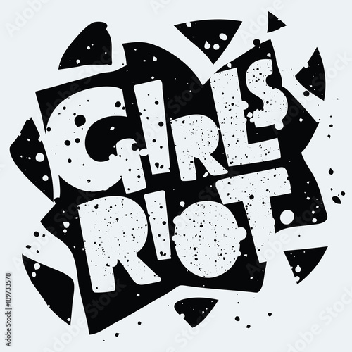 Vector illustration in simple style with hand-lettering phrase girl power - stylish print for poster or t-shirt - feminism quote and woman motivational slogan