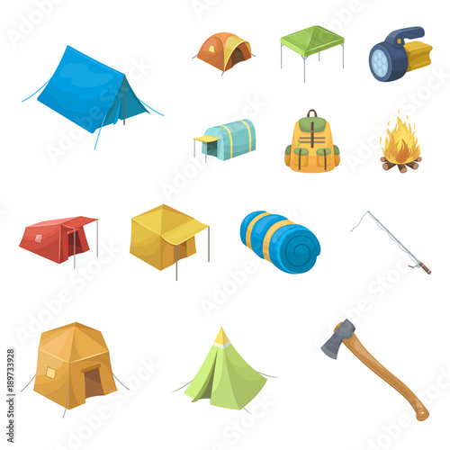 Different kinds of tents cartoon icons in set collection for design. Temporary shelter and housing vector symbol stock web illustration.
