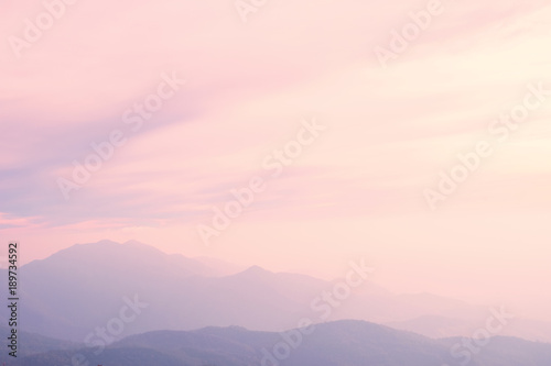 Clouds and mountains in the morning in the winter