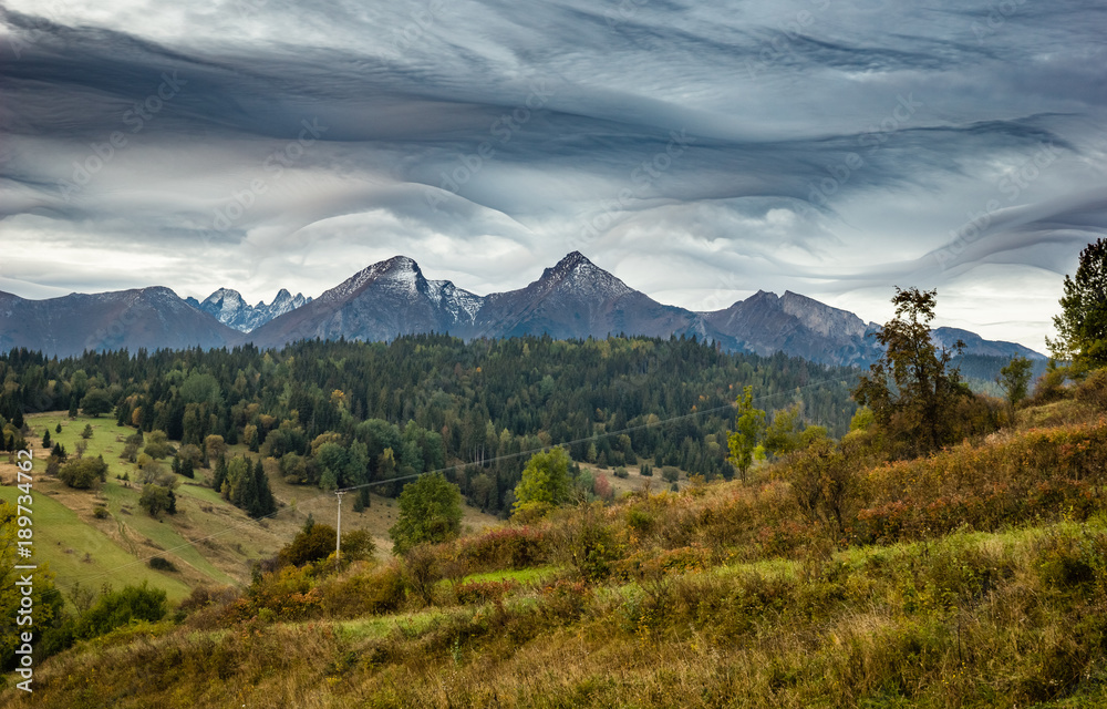 Havran and Zdiarska Vidla in Tatra mountains at autumn, Slovakia