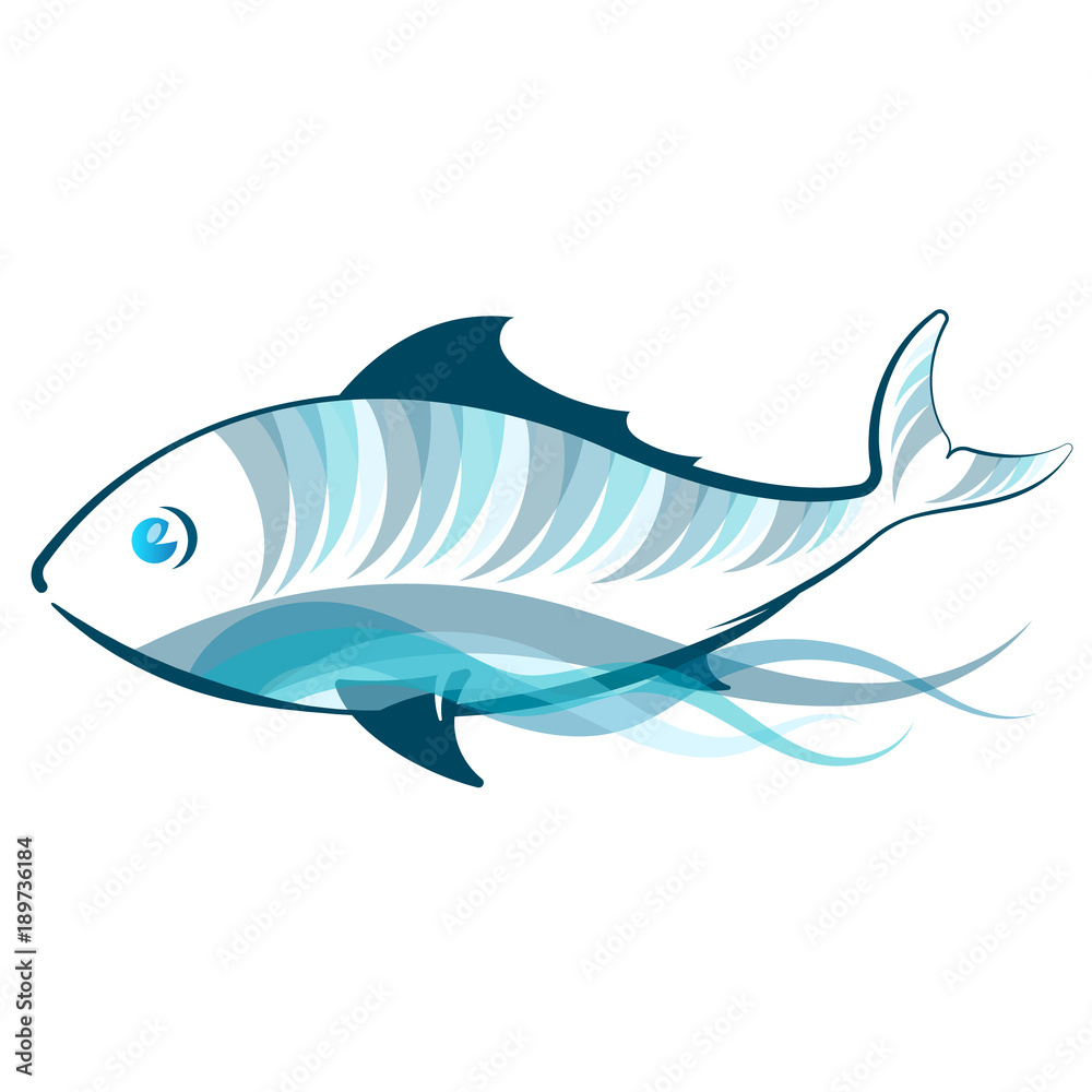 Obraz premium Blue fish on a wave